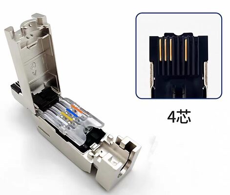 Compatible RJ45 Profinet Industrial Network Cable Connector with 4-core and 8-core Options and 1000V Voltage Rating Featuring Silver and Gold Plated Pins